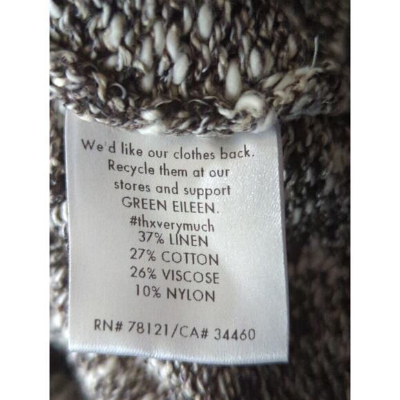 Eileen Fisher Gray & Cream Marled Knit Linen & Cotton Blend Pullover Sweater PL - Picture 5 of 7